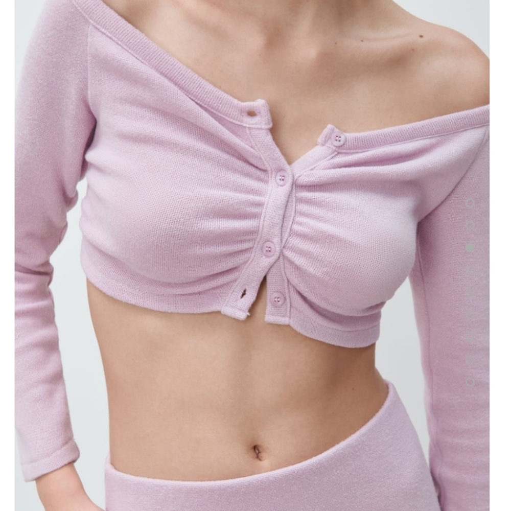 Soft Ruched Cardigan Zara Mauve